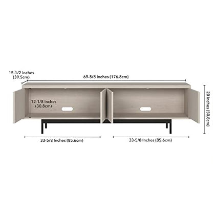 Henn&Hart 70" TV Stand for TVs up to 75", Beech White, view 4