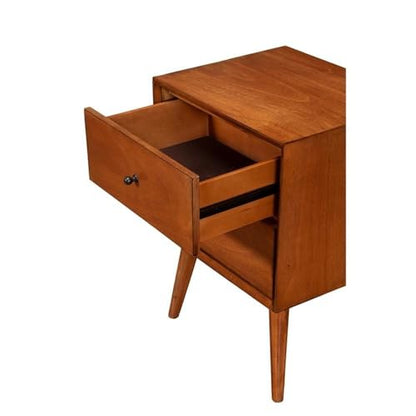 Flynn Mid Century Modern 2 Drawer Nightstand, 18" W x 15" D x 26" H, Acorn, view 6