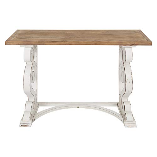 Wyldwood Country French Solid Wood Console Table - Rustic/White Legs - Natural Wood Top