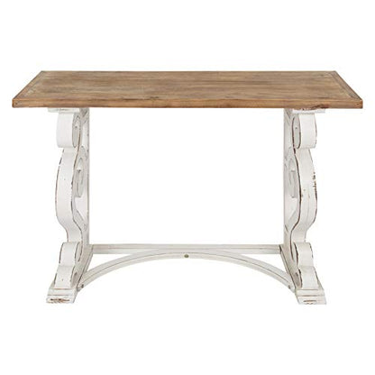 Wyldwood Country French Solid Wood Console Table - Rustic/White Legs - Natural Wood Top