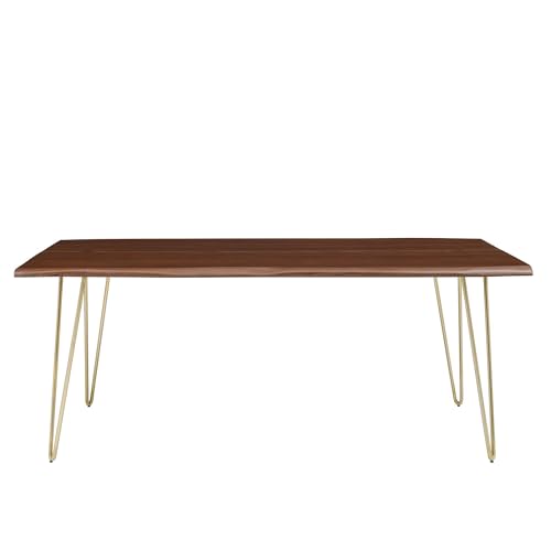Ardor Dining Table 74 Inch Live Edge Acacia Wood Gold Walnut Finish Modern Kitchen Room Entertaining Home Furniture Quality Stylish Elegant Durable Refined Versatile
