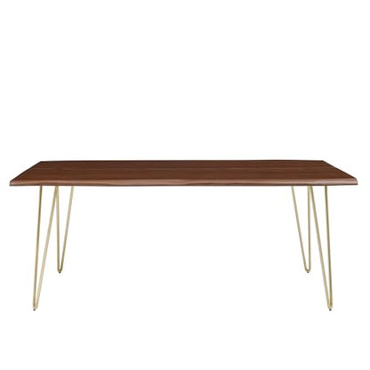 Ardor Dining Table 74 Inch Live Edge Acacia Wood Gold Walnut Finish Modern Kitchen Room Entertaining Home Furniture Quality Stylish Elegant Durable Refined Versatile