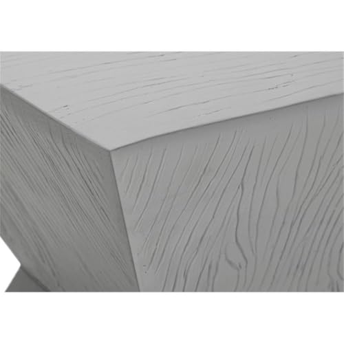 25" Geometric Indoor/Outdoor Accent Table, Gray Finish, Weather-Resistant Magnesium Oxide, Wood-Grain Textured Base, Modern Side Table for Patio, Living Room, or Bedroom Use