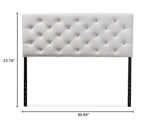 Viviana Modern & Contemporary Faux Leather Upholstered Button Tufted Headboard, Queen, White