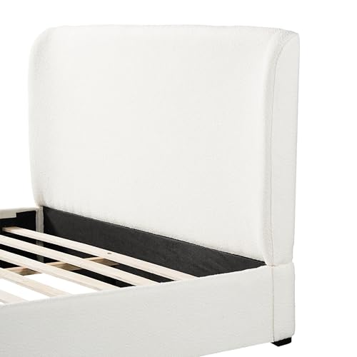 Queen Size Upholstered Platform Bed Frame with Headboard & Footboard, view 7