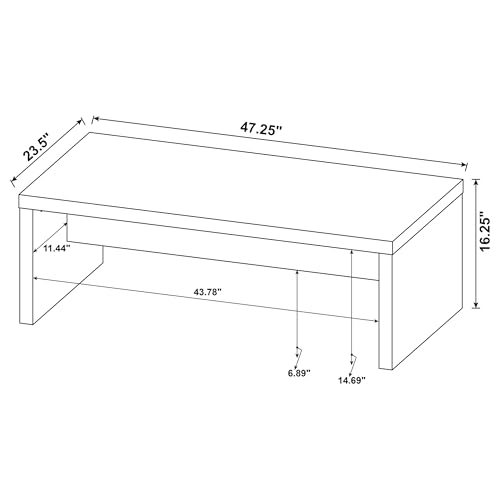 Coaster Home Furnishings Wooden Coffee Table w/ Side Panels & Center Brace, Mango Wood - Modern Rectangular Living Room and Bedroom Furniture for House and Apartment