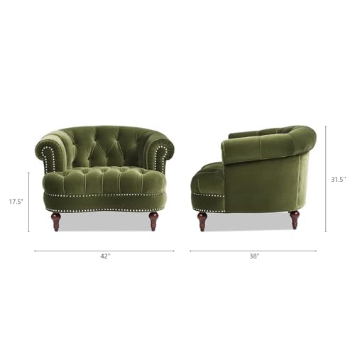 Jennifer Taylor Home La Rosa Victorian Tufted Upholstered Accent Chair Olive Green Performance Velvet