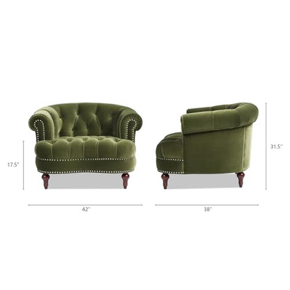 Jennifer Taylor Home La Rosa Victorian Tufted Upholstered Accent Chair Olive Green Performance Velvet