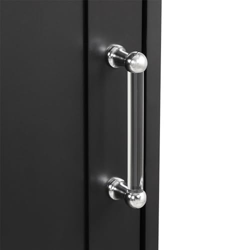 68 Inch Bathroom Storage Cabinet with Adjustable Shelf, Black | Black MDF, bathroom or office, painted finish, adjustable shelf, enclosed cabinet, anti-tip hardware, 68.4 in H