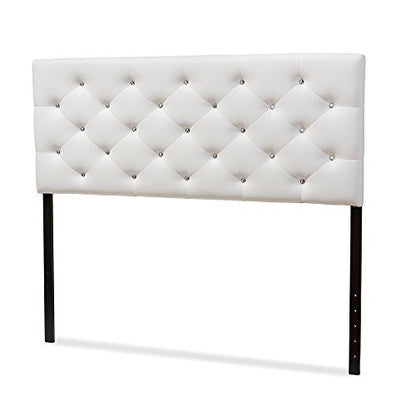 Viviana Modern & Contemporary Faux Leather Upholstered Button Tufted Headboard, Queen, White