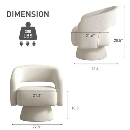 Swivel Barrel Chair, Set of 2 Velvet Accent Armchair 360 Degree Swivel Club Chair for Living Room Bedroom Reception Room, Beige