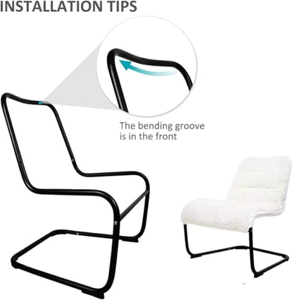 Upholstered Metal-Framed Lounge Chair with Sherpa Seat, White - Ideal for Bedrooms, Living Rooms, Dorms, Indoor Spaces, Accent and Lounging