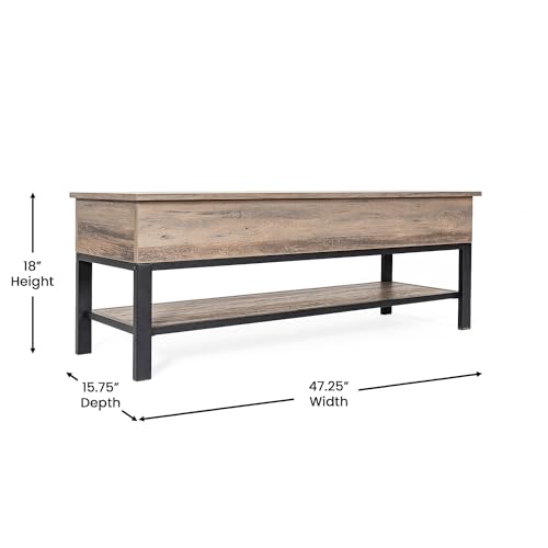 Wyatt Farmhouse Entryway Storage Bench with Lower Shelf Perfect for Entryway, Mudroom, or Bedroom, Gray