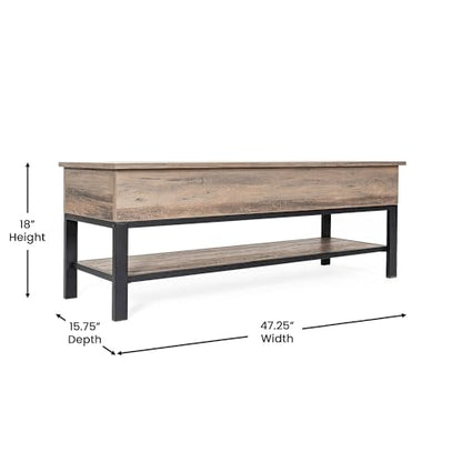 Wyatt Farmhouse Entryway Storage Bench with Lower Shelf Perfect for Entryway, Mudroom, or Bedroom, Gray