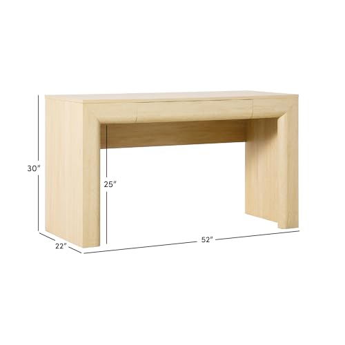 Amira Modern MDF Waterfall Writing Desk with a Built-in Storage Drawer, 52 Inch, Light Ash