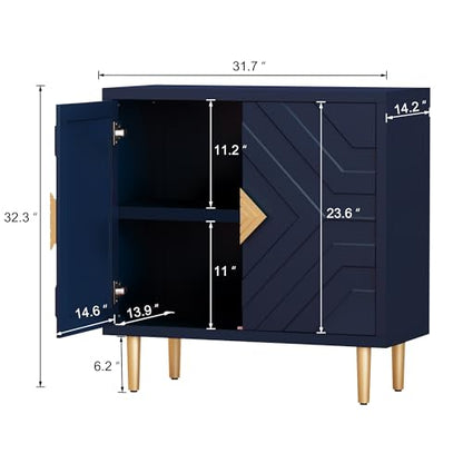 Sideboard Storage Cabinet with 2 Doors, Accent Cabinet with Decorative Embossed Pattern Doors, Sideboard Buffet for Living Room, Kitchen, Dining Room, Hallway