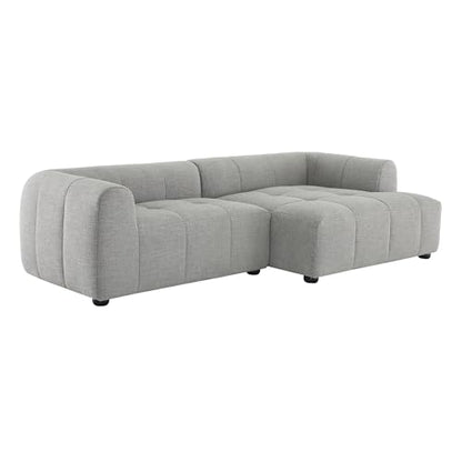 Liana Right-Facing Modular Sofa with Chaise in Pewter - Modern Sectional Sofa Couch Furniture Set - Upholstered Fabric Chaise and Chair for Living Room, Lounge, Apartment