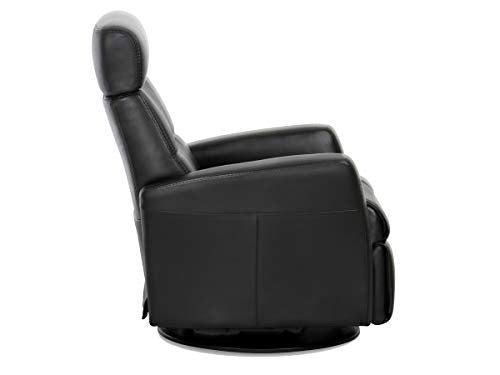 IMG Divani RM 125 Small Glider Relaxer Rocking Recliner Swivel Chair - Trend Sand Leather Power Recline - Adjustable Headres