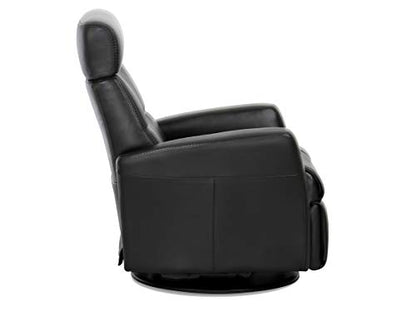 IMG Divani RM 325 Large Glider Relaxer Rocking Recliner Swivel Chair - Trend Sand Leather Power Recline - Adjustable Headres