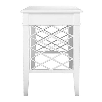 Glenburg Writing Desk - Transitional Design, White Iron and Wood - Ideal for Home Office, Living Room (HO1094137)