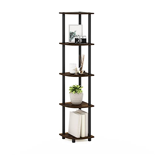 TURN-N-TUBE Corner Shelf, 5-Tier Corner Bookshelf, Open Storage Shelves, for Organization and Storage, Living Room, Home Office, Garage, Bedroom, Amber Pine