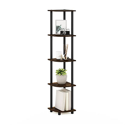 TURN-N-TUBE Corner Shelf, 5-Tier Corner Bookshelf, Open Storage Shelves, for Organization and Storage, Living Room, Home Office, Garage, Bedroom, Amber Pine