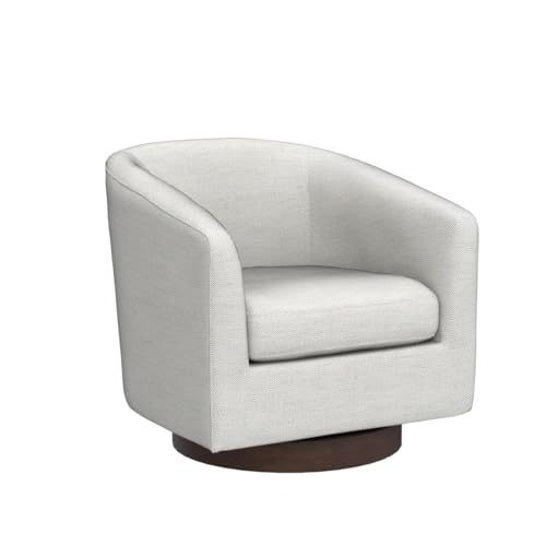 CHITA Swivel Accent Chair, FSC Certified Wood Frame, Fully Assembled, Ivory | Fabric Barrel Arm Chair with 360° Swivel Solid Wood Base, Mid Century Modern Living Room Chair, 31"x31"x28", 350 Lb Capacity