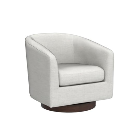 CHITA Swivel Accent Chair, FSC Certified Wood Frame, Fully Assembled, Ivory | Fabric Barrel Arm Chair with 360° Swivel Solid Wood Base, Mid Century Modern Living Room Chair, 31"x31"x28", 350 Lb Capacity
