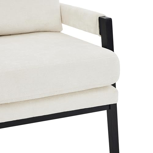 Kelly Mid-Century Modern Chenille Upholstered Accent Armchair, White
