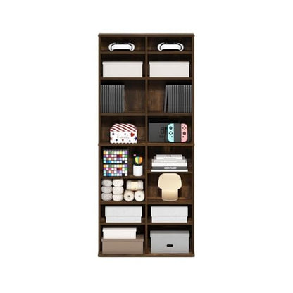 16-Shelf Multimedia Media Storage Tower Rack, Amber Pine Finish, view 6