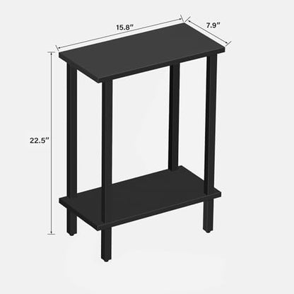 Small Side Table, Narrow End Table, Set of 2, Skinny Sofa Table, Slim Nightstand, Couch Table, Living Room, Bed Room, Black TB01BK0622
