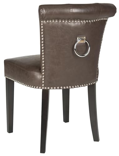 Safavieh Mercer Collection Sinclair Antique Brown Leather Ring Dining Chair (Set of 2)