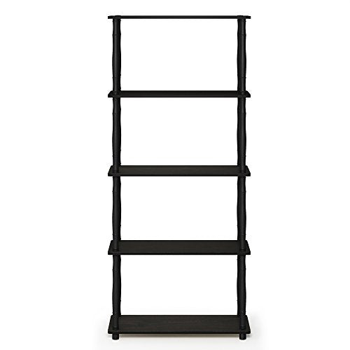Turn-N-Tube 5-Tier Multipurpose Shelf / Display Rack / Storage Shelf / Bookshelf, Classic Tubes, Espresso/Black