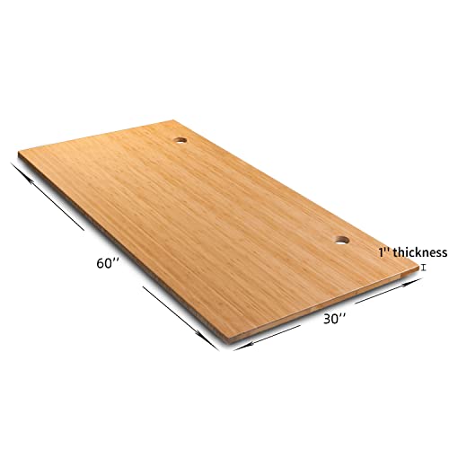 60 x 30 x 1 Inch 100% Solid Bamboo Desk Table Top Only,for Standing Desk Home Office Desk with 60mm Grommets(Right Angle)