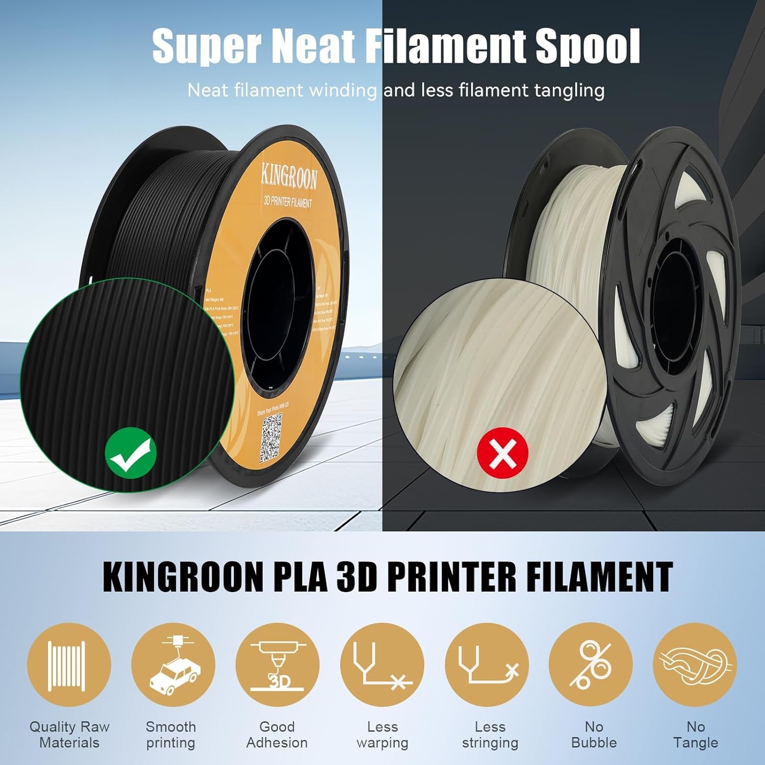 High Speed PLA 3D Printer Filament 1.75Mm, 3D Printer Rapid Filament for 30-600Mm/S Hyper Printing Filament, Dimensional Accuracy +/- 0.03 Mm, 1Kg Plastic Spool(2.2Lbs) (Black)