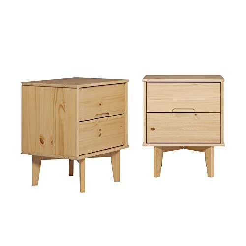 Brynn Modern Solid Wood Groove Handle Nightstands, Set of 2, Natural Pine