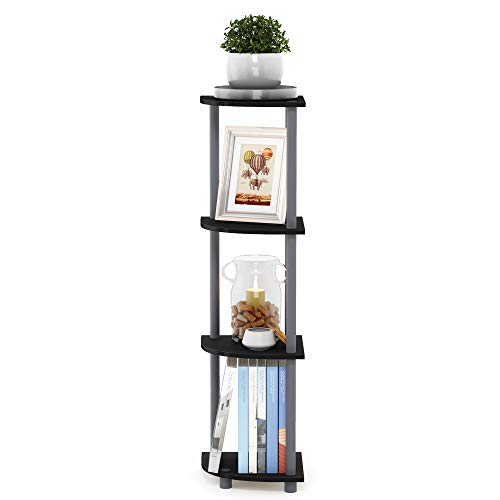 Turn-N-Tube Corner Shelf, 4-Tier Corner Bookshelf, Display Storage Shelves with Open Shelves, for Organization and Storage, Living Room, Home Office, Garage, Black
