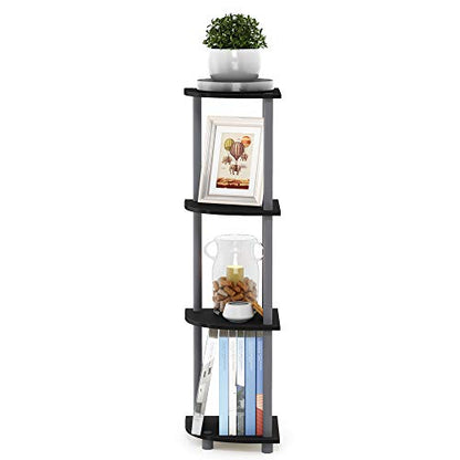 Turn-N-Tube Corner Shelf, 4-Tier Corner Bookshelf, Display Storage Shelves with Open Shelves, for Organization and Storage, Living Room, Home Office, Garage, Black