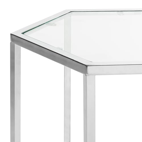 Safavieh Home Teagan Chrome Glass Top Hexagon End Table