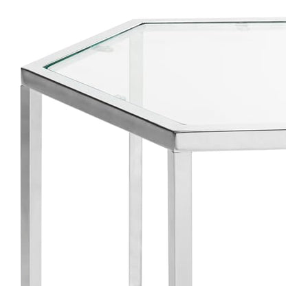 Safavieh Home Teagan Chrome Glass Top Hexagon End Table