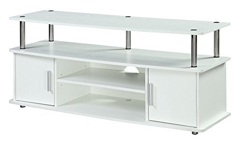 Designs2Go Monterey TV Stand 47.25" - Family Room Entertainment Center with Storage Cabinets and Shelves, Modern TV Console for Living Room, Office, White