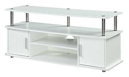 Designs2Go Monterey TV Stand 47.25" - Family Room Entertainment Center with Storage Cabinets and Shelves, Modern TV Console for Living Room, Office, White