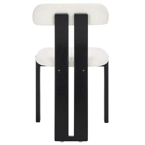 SAFAVIEH Home Collection Cayde Modern Cream Boucle Seat & Black Solid Wood Dining Chair