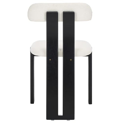 SAFAVIEH Home Collection Cayde Modern Cream Boucle Seat & Black Solid Wood Dining Chair
