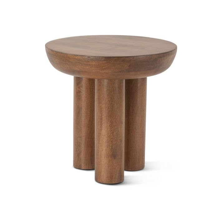 NOTO Round Side Table - Acorn Brown, 20W x 20D x 20H - Modern Eclectic Design for Home & Kitchen Decor
