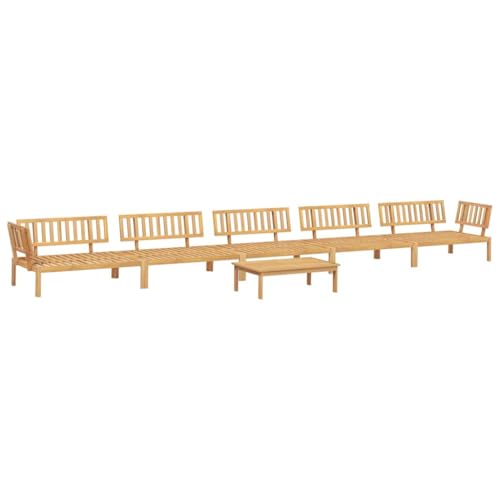 6-Piece Acacia Wood Patio Sectional Set, 39.4"x23.6" Outdoor Sofa & Table, Modular Balcony Furniture for Backyard, Apartment, Porch