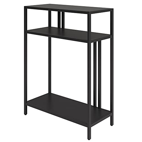 22" Wide Rectangular Console Table with Metal Shelves in Blackened Bronze, Entryway Table, Accent Table for Living Room, Hallway