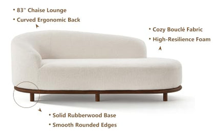 Boucle Oversized Chaise Lounge Left-Facing Sofa 83" (White), view 6