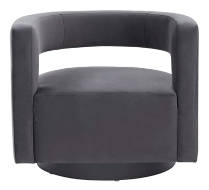 SAFAVIEH Couture Collection Edgar Dark Grey Velvet/Silver Swivel Chair (Fully Assembled)