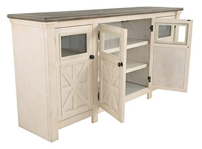 Signature Design by Ashley TV Stand, 74" Farmhouse, White/Weathered Gray, view 6